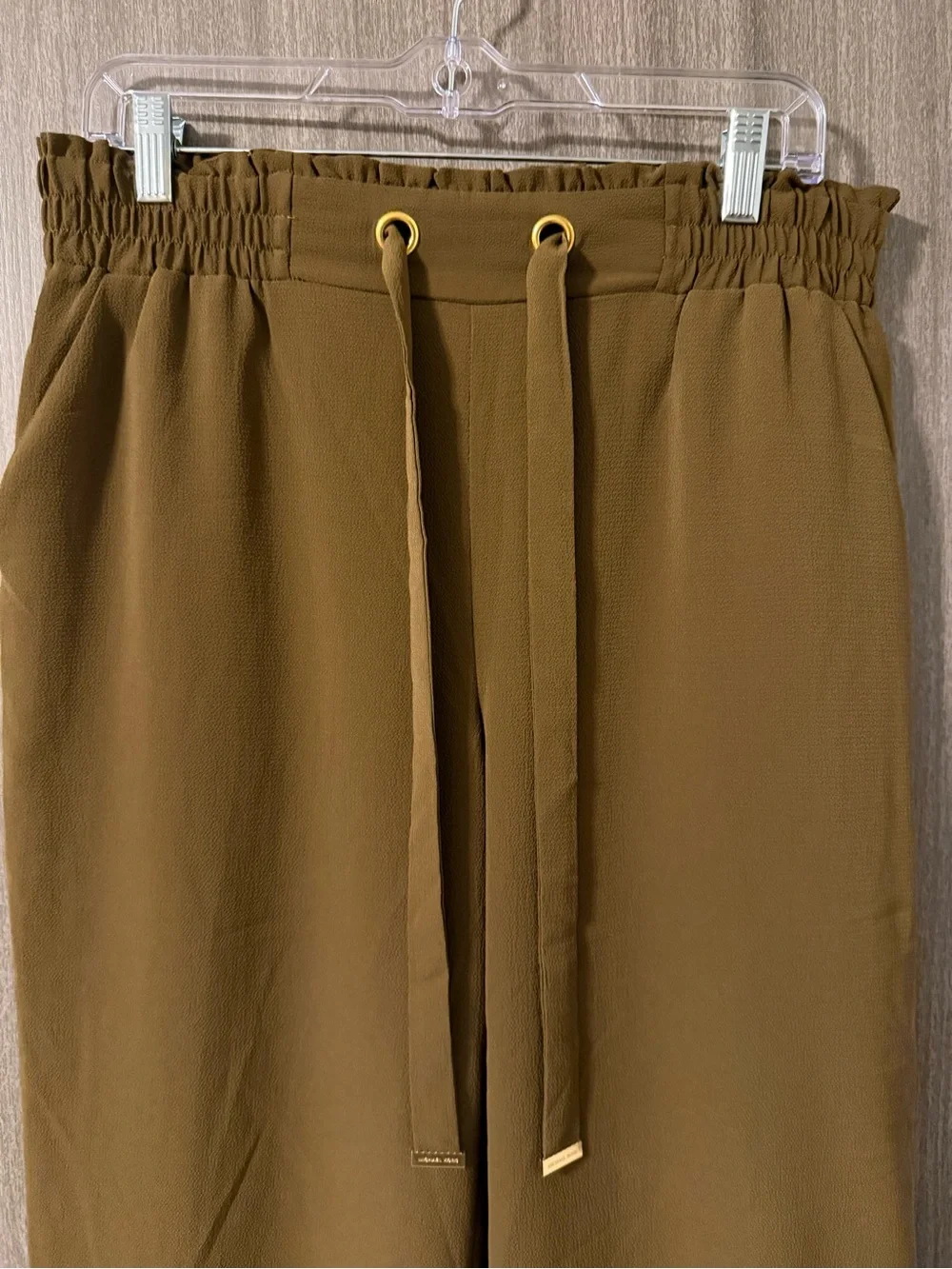 Michael Kors Olive Green Wide-Leg Drawstring Pants